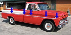 1962-66 GMC Truck Fleetside Longbed Body Side Molding Kit