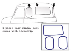 1947-53 Chevy & GMC Truck 3 piece Rear Window Seal with Black Lockstrip