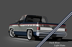1981-87 Chevy & GMC Truck 2-Tone Paint Break Stripe Kit, Dark Blue/Light Slate